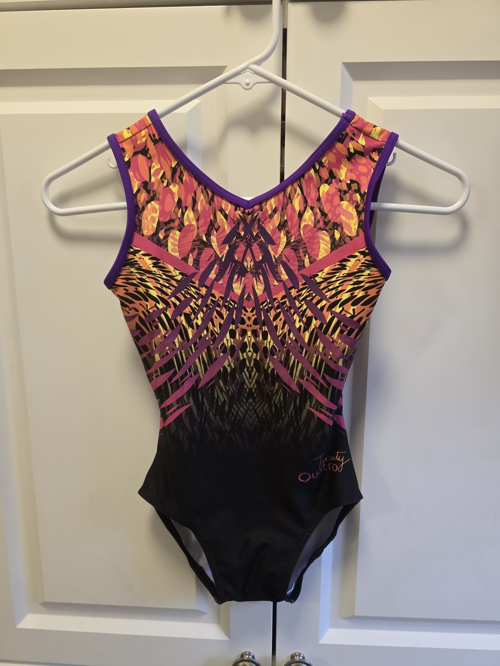 Quatro Gymnastics Grandious Leotard Trinity Thomas Child Medium Pink Black